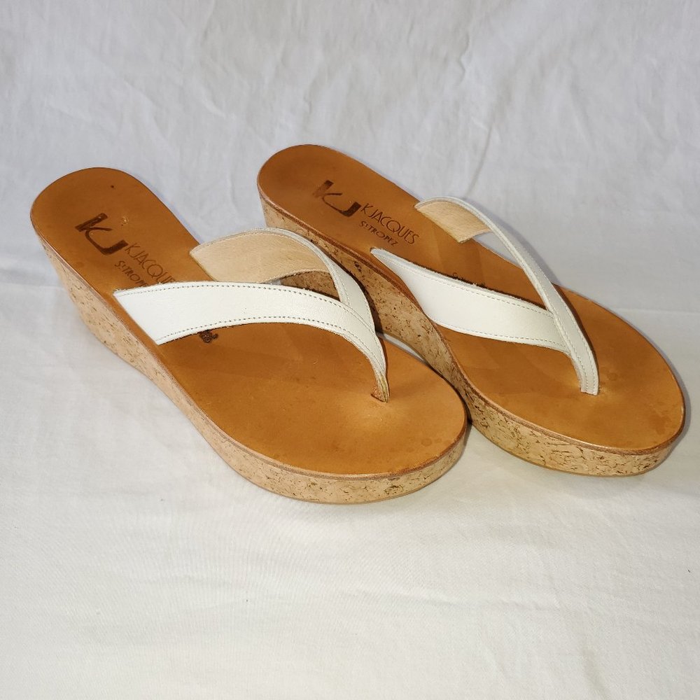 K. Jacques Cork Wedge Thong Sandals